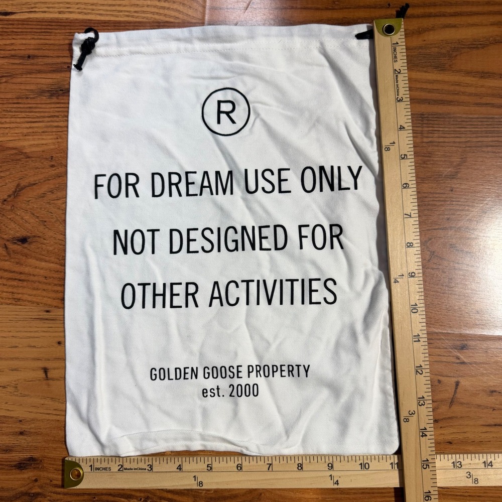 Golden Goose For Dream Use Only White Cotton Drawstring Shoe Dust Bag 14x11